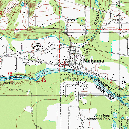 Topographic Map of Mehama, OR