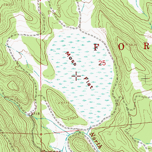 Topographic Map of Moss Flat, OR