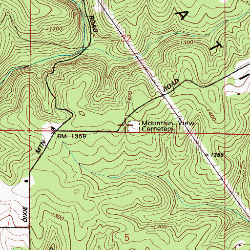 Topographic Map of Mountain View Cemetery, OR