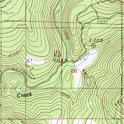 Topographic Map of North Fork Gate Creek, OR