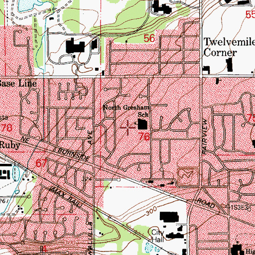 Topographic Map of North Gresham Elementary School, OR