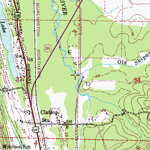 Topographic Map of Old Skipanon Creek, OR