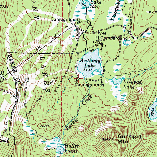 Topographic Map of Parker Creek, OR