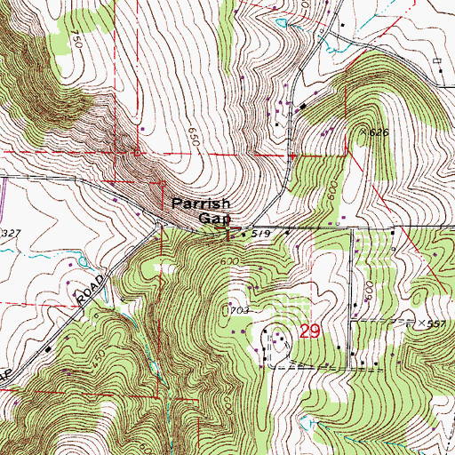 Topographic Map of Parrish Gap, OR
