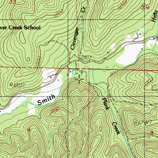 Topographic Map of Plank Creek, OR