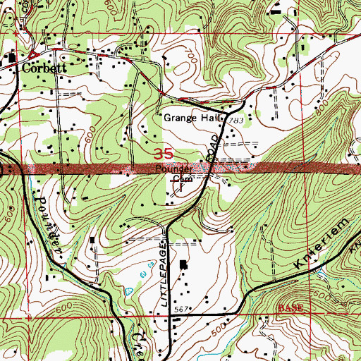 Topographic Map of Pounder Cemetery, OR