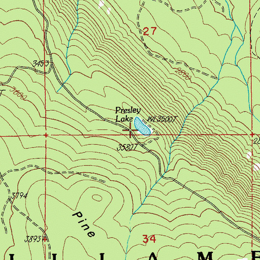 Topographic Map of Presley Lake, OR