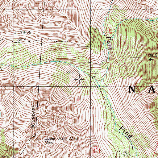 Topographic Map of Queen Mine, OR