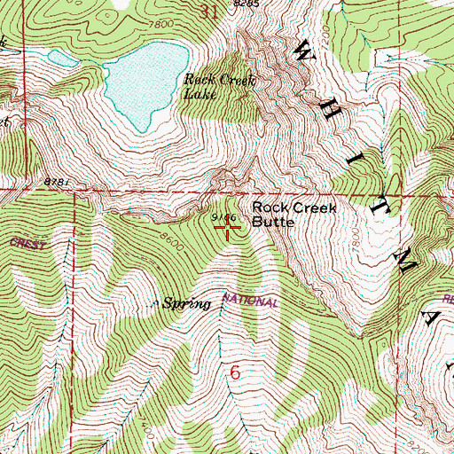 Topographic Map of Rock Creek Butte, OR