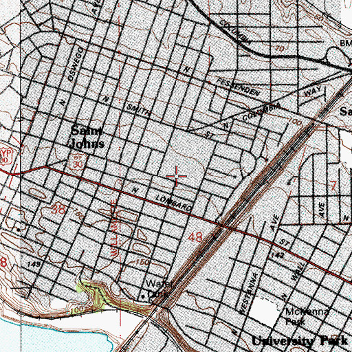 Topographic Map of Roosevelt High School, OR