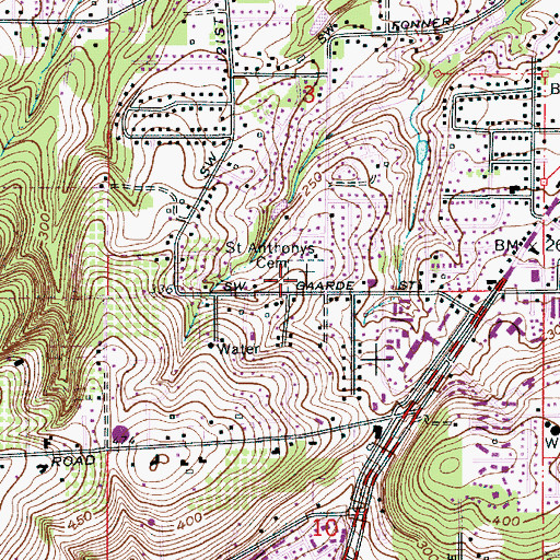 Topographic Map of Saint Anthonys Cemetery, OR
