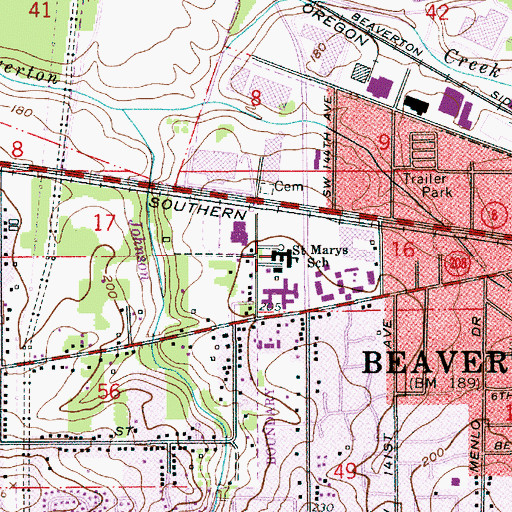 Topographic Map of Saint Mary of the Valley Elementary School, OR