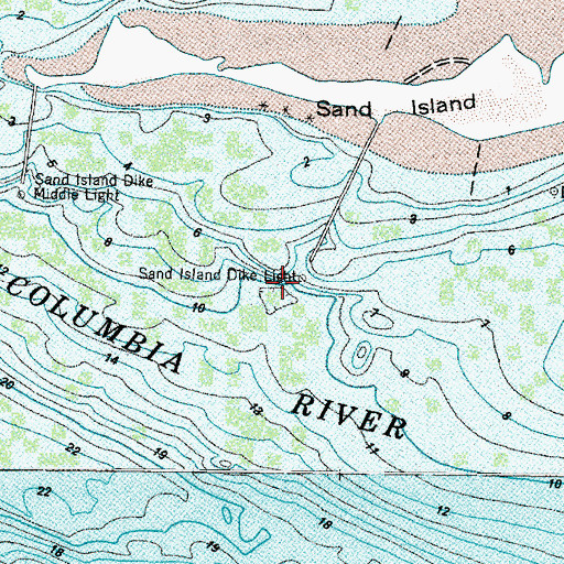 Topographic Map of Sand Island Dike Light, OR