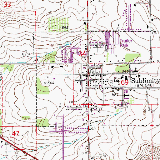 Topographic Map of Sublimity, OR