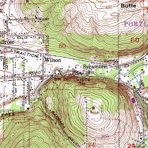 Topographic Map of Sycamore, OR