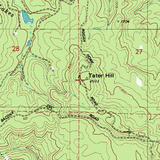Topographic Map of Tater Hill, OR