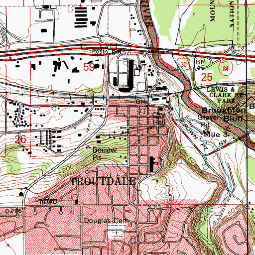 Topographic Map of Troutdale, OR