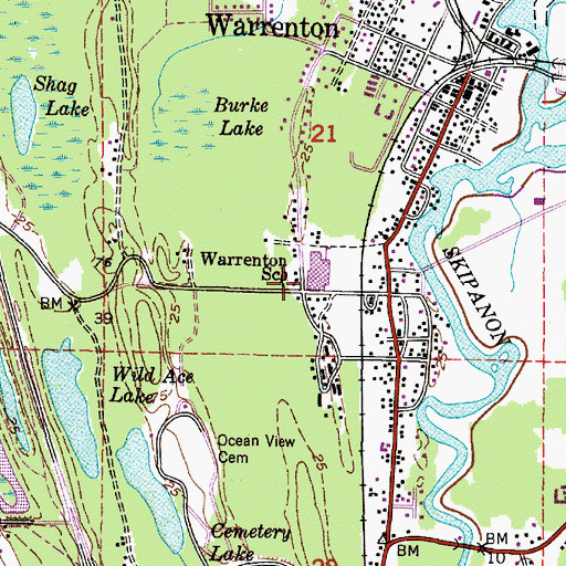 Topographic Map of Warrenton Grade School, OR