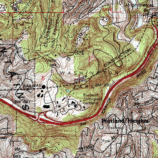 Topographic Map of Washington City Park, OR