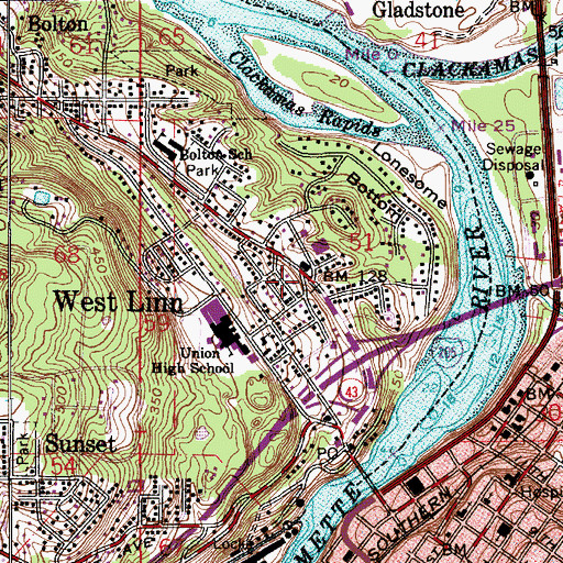 Topographic Map of West Linn, OR