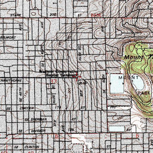Topographic Map of Western Seminary, OR