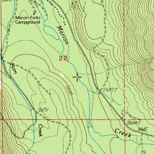 Topographic Map of Willis Creek, OR