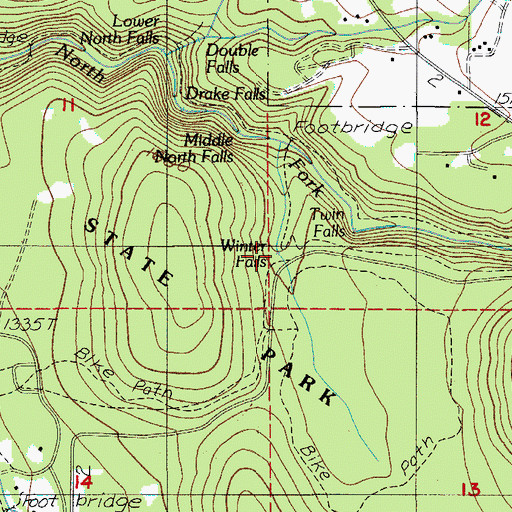 Topographic Map of Winter Falls, OR