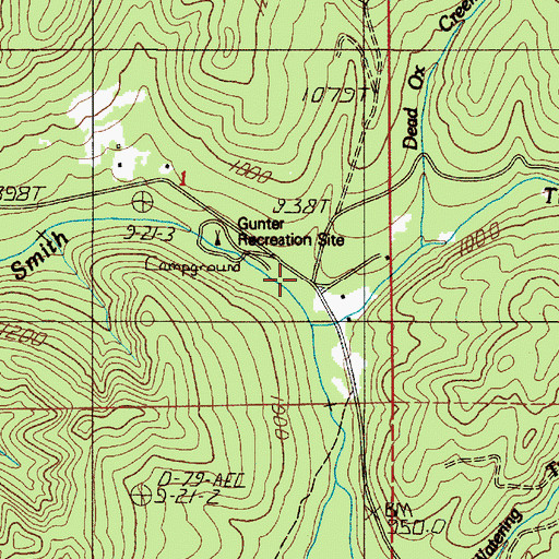 Topographic Map of Gunter Recreation Site, OR