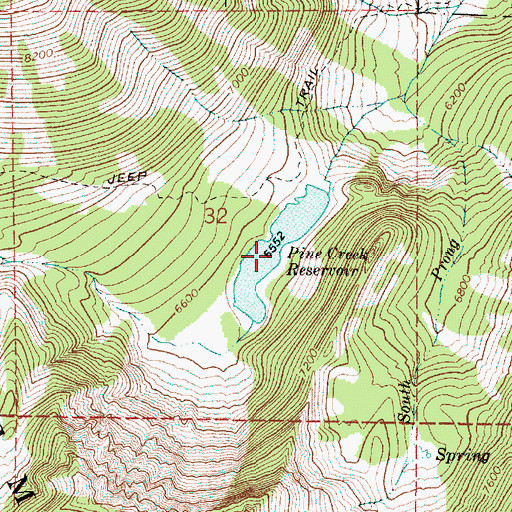 Topographic Map of Pine Creek Reservoir, OR