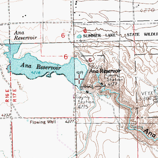 Topographic Map of Ana River Dam, OR