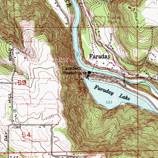 Topographic Map of Faraday Dam, OR