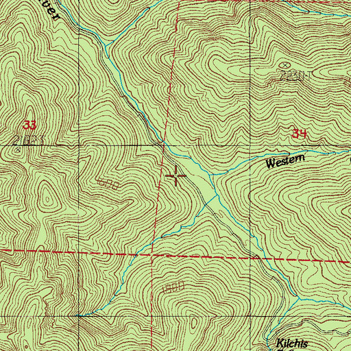 Topographic Map of Western Creek, OR