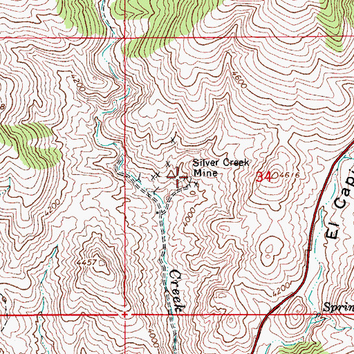 Topographic Map of Silver Creek Mine, AZ
