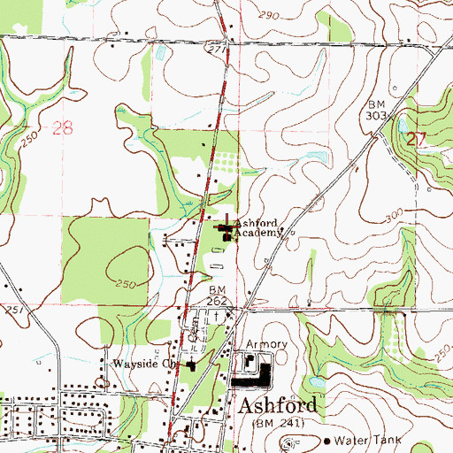 Topographic Map of Ashford Academy, AL