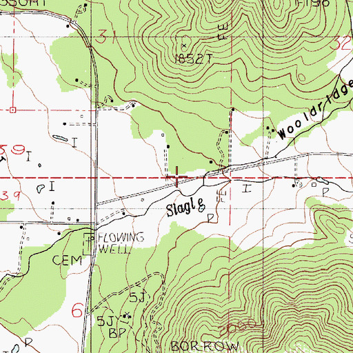 Topographic Map of Wooldridge Creek, OR