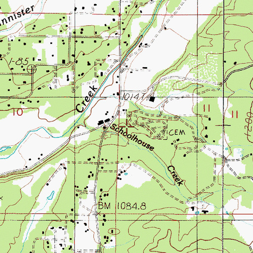 Topographic Map of Pleasant Valley Cemetery, OR