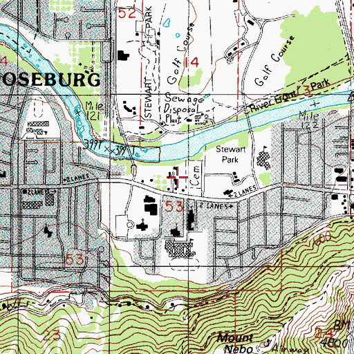 Topographic Map of Roseburg National Cemetery, OR