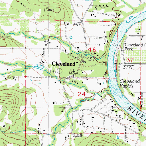 Topographic Map of Cleveland Cemetery, OR