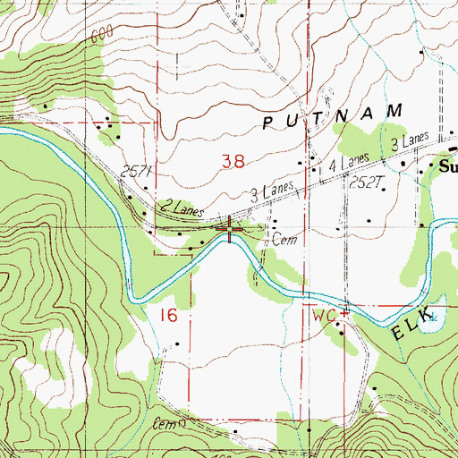 Topographic Map of Putnam Cemetery, OR