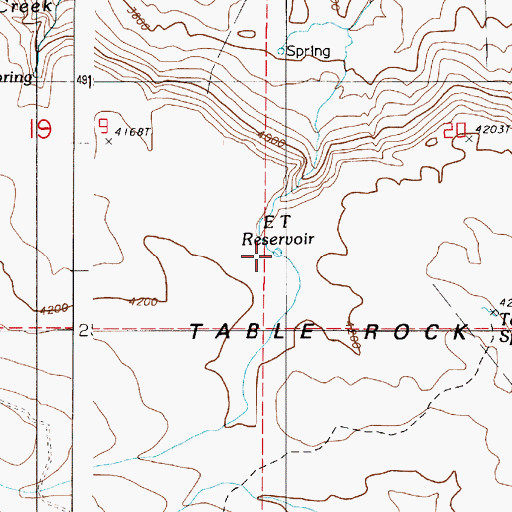Topographic Map of E T Reservoir, OR
