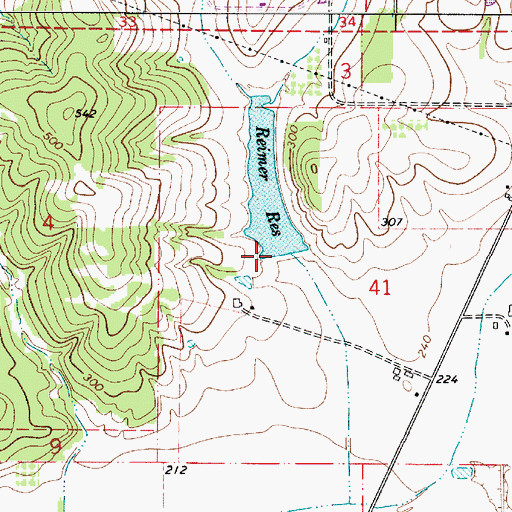 Topographic Map of Reimer Dam, OR