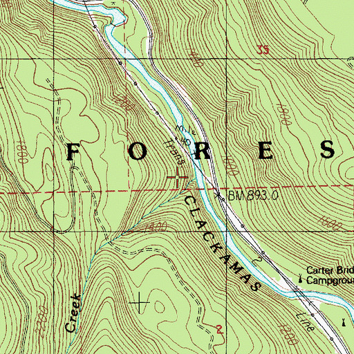 Topographic Map of Helion Creek, OR