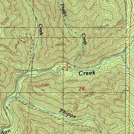 Topographic Map of Phelps Creek, OR