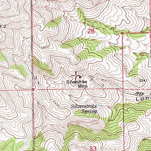 Topographic Map of Silverstrike Mine, AZ