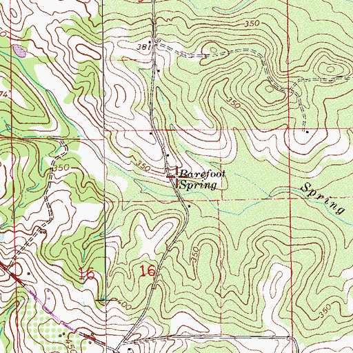 Topographic Map of Barefoot Spring, AL