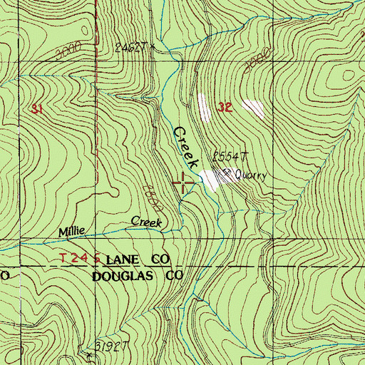 Topographic Map of Millie Creek, OR