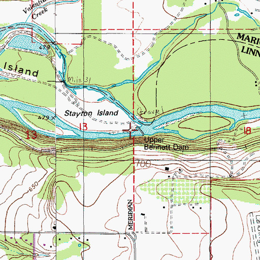 Topographic Map of Upper Bennett Dam, OR
