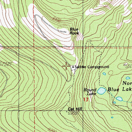 Topographic Map of Saddle Campground (historical), OR