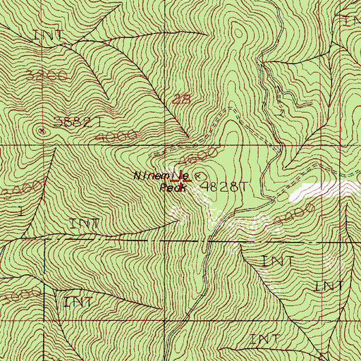 Topographic Map of Ninemile Peak, OR