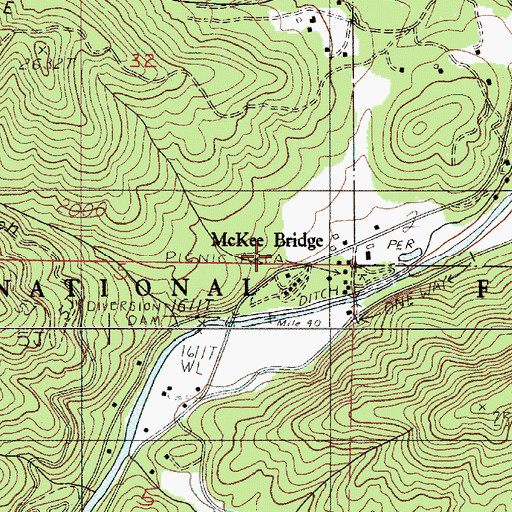 Topographic Map of McKee Bridge, OR